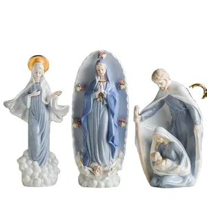 Estátua virgem maria jesus cristão, esculturas decorativas, religioso, católico, religião, resina, decoração para casa