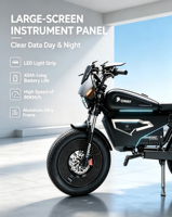 Vélo électrique haut de gamme 80 km/h, ultra-résistant 45 Ah, système d'éclairage LED et tableau de bord intelligent grand écran