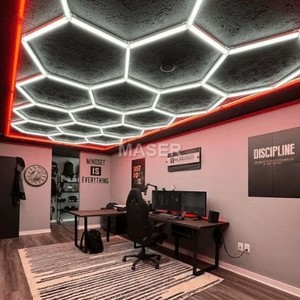 Hexagon Lights Plafonnier LED Work Light 6500K Honeycomb Light avec bordure bleue rouge verte pour <span class=keywords><strong>Garage</strong></span> Gym Store 15 Grid System - Product Image 4