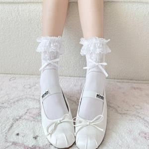 Calcetines <span class=keywords><strong>de</strong></span> Encaje Finos <span class=keywords><strong>de</strong></span> Verano Estilo Lolita con Lazo, Calcetines Cortos Antideslizantes <span class=keywords><strong>de</strong></span> Nailon Tejido para Mujer, Estilo Y2K - Product Image 4