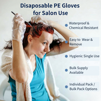 Gants jetables épais et doux imperméables pour salon de coiffure, gants en PE pour salon de beauté, soins personnels