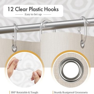 Cortina de Ducha Moderna y Minimalista con Borlas a Rayas, de Tela Imitación Lino, para Baño y Aseo - Product Image 5