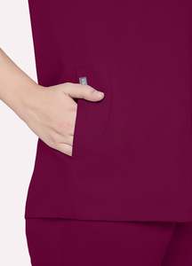 Conjunto de Uniformes Médicos de Spandex Color Vino Tinto Personalizados para Mujer, Uniformes de Hospital de Fábrica, Tela de Sarga Transpirable y Cómoda - Product Image 4