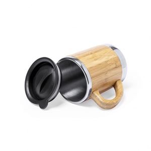 Hot Sales 400ml Double Wall Stainless Steel Bamboo Vacuum <b>Flask</b> Mug Wholesale Customized with Laser Engraved Logo Water Thermos - Product Image 4