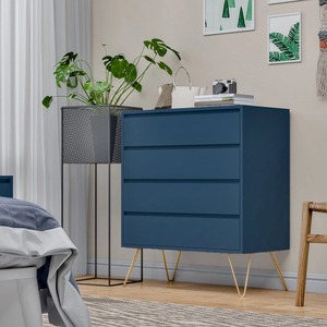 Moderno <span class=keywords><strong>blu</strong></span> 3 pezzi camera da letto con cassettiera armadio e comodino durevole e salvaspazio mobili di stoccaggio - Product Image 3
