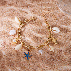 Nouveau Design 2026 Bracelet Breloque en Alliage Plaqué Or Style Bohème Été Facile à Assortir Coquillage Étoile de Mer Conque Perle Cadeau - Product Image 6
