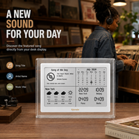 Kylendar Calendrier intelligent en papier électronique acrylique de 7,5 pouces avec prévisions météo, heure mondiale, planificateur mensuel et recommandations musicales quotidiennes