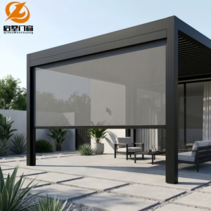 Store banne électrique pour pergola, pare-soleil extérieur, <span class=keywords><strong>rideau</strong></span> coupe-vent en nylon, <span class=keywords><strong>rideau</strong></span> pare-soleil en fibre de polyester - Product Image 2