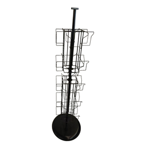 Espositore OEM per Riviste, Chiosco con Ripiani in Metallo Verniciato a Polvere Nero Girevole per Brochure - Product Image 3