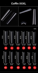 MyBeautyNails – Ongles artificiels transparents <span class=keywords><strong>XXL</strong></span> 3XL extra longs, non-courbés, avec logo personnalisé, couvrance complète ou demi-couvrance - Product Image 5