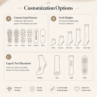 Chaussettes de yoga personnalisées pour femmes, antidérapantes, avec grip en silicone, en coton doux et respirant, pour le Pilates