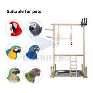 Soporte para <span class=keywords><strong>Parque</strong></span> <span class=keywords><strong>de</strong></span> aves grande <span class=keywords><strong>de</strong></span> 2 pisos con comedero y soporte para bebedero, juguete <span class=keywords><strong>de</strong></span> madera para pájaros, 2 plantas - Product Image 5