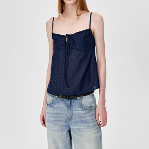 Haut de camisole pour femme TS-027 avec motif à pois et nœud décoratif, mélange de polyester, vêtements décontractés printemps/été - Product Image 2