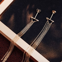 Boucles d'oreilles clous pour femme, best-seller, style européen et américain, en fer, avec pampilles en diamant, longues 7 cm, audacieuses et élégantes, pour mariage, bureau/carrière, Guangxi
