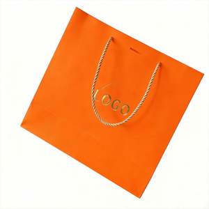 Sac en papier cadeau personnalisé avec impression dorée et cordon |   Emballages de beauté colorés, sacs écologiques recyclables - Product Image 3