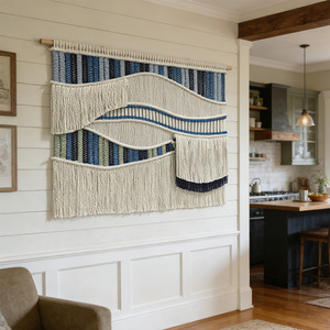 Decorazione <span class=keywords><strong>da</strong></span> Parete in Macramè con Frange Ondulate e Accenti in Legno Naturale, Produzione OEM/ODM per Interni Domestici - Product Image 4