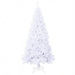 Sapin de Noël artificiel blanc de 7 pieds en PVC, branches épaisses, base pour intérieur, sans lumières incluses - Product Image 1
