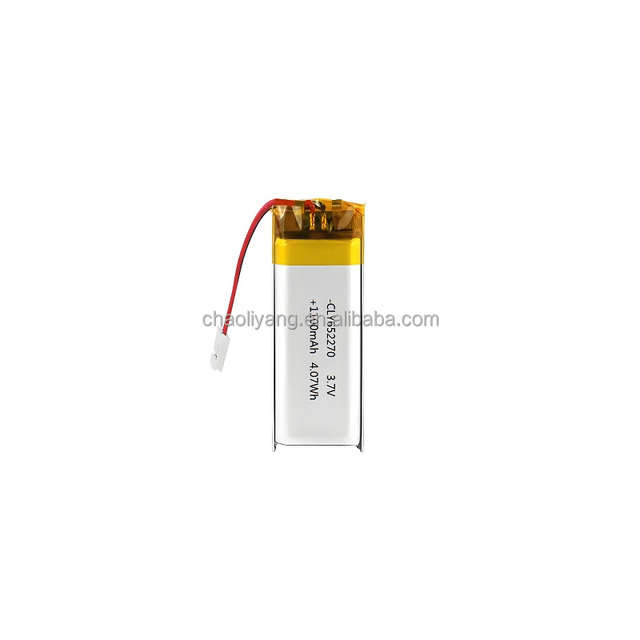 Solid State 3.7v 7.4v Rechargeable Battery 652270 1100mah CE Certified 500 Cycles Ultra Thin