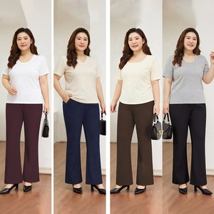 Pantalon évasé <span class=keywords><strong>grande</strong></span> <span class=keywords><strong>taille</strong></span> pour femme, pantalon de travail <span class=keywords><strong>taille</strong></span> haute extensible 7XL, pantalon de bureau professionnel - Product Image 2