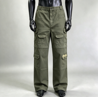 Pantalon cargo ample et épais pour homme, style streetwear, avec multiples poches, appliques et patchs, coupe droite, idéal pour le travail