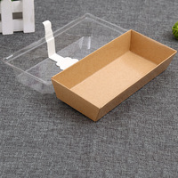 Boîte à pâtisserie rectangulaire créative en cuir de vache professionnel avec fenêtre ouverte, anti-graisse, transparente, pour sandwichs, rouleaux de serviettes