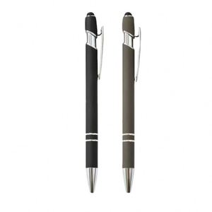 Custom Metal Aluminum Rod <b>Spray</b> Glue Press Round Ballpoint Pen UV Printing Logo Touch Screen Business Gift Stylus Pen - Product Image 1