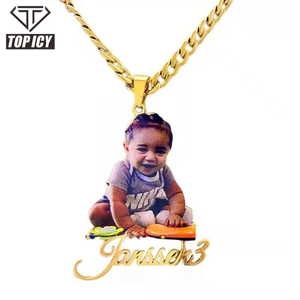 Top Icy Hip Hop Jewelry ciondolo con immagine <span class=keywords><strong>personalizzata</strong></span> ciondolo con <span class=keywords><strong>nome</strong></span> personalizzato in acciaio inossidabile catena con <span class=keywords><strong>nome</strong></span> fai da te per la famiglia - Product Image 1