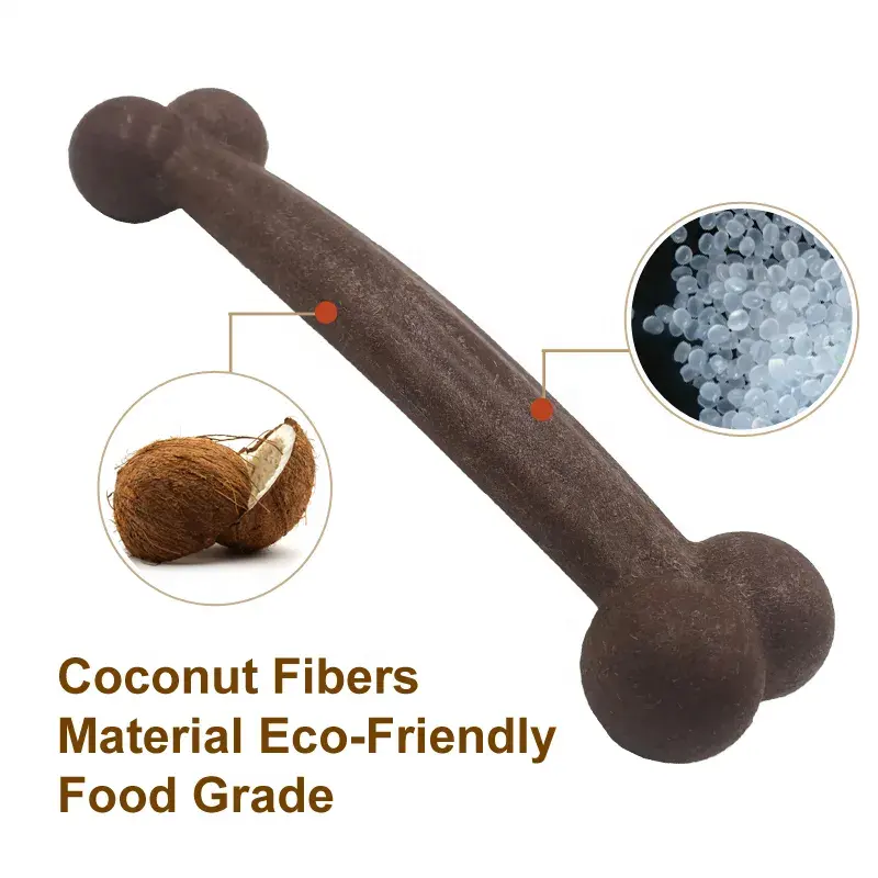 Juguete masticable de hueso de perro, de fibra de paja, para mascotas, grado alimenticio