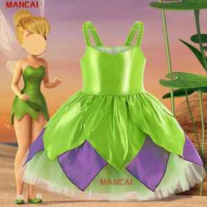 open lace back dress Azonee Green Fairy Princess Dresses for Girls Tinkerbell Costume Cosplay  Set Flower Fairy Spirit Princess Fluffy Skirt Birthday Party Dress Up  Clothes Halloween Gifts for Girls 2-3 Years Old (100cm): Buy Online main image 1
