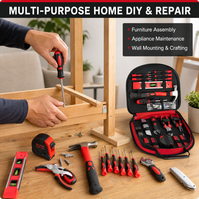 Best Lock Handle Set Portable Hand Tool Kit for Home Repair DIY Maintenance and Hardware ...