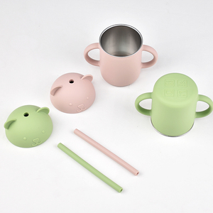 Vaso de entrenamiento para niños de acero inoxidable 304 de 250 ml, personalizado al por mayor, con pajita de silicona de grado alimenticio antiasfixia para beber agua - Product Image 2