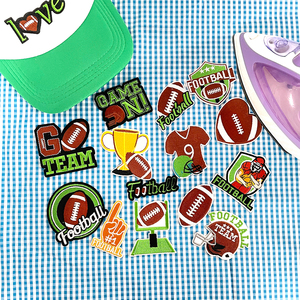 15個入りアメリカンフットボールアイアンオンパッチセット刺繍入りスポーツアップリケジャケットバッグシャツキャップDIYゲームデー応援デコレーション - Product Image 6