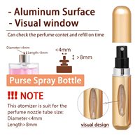 Vaporisateur de parfum en aluminium de 5 ml avec pompe, accessoire de voyage sûr et élégant - Commande minimum de 100 pièces