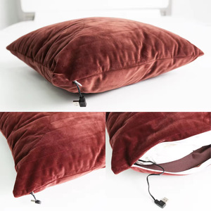 Kuang Heated Memory Foam Pillow Crystal Velvet Solid Color USB Heating Chair <b>Cushion</b> Custom Size Available - Product Image 3