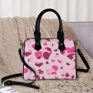 <strong>Hot</strong> Selling Custom Made <strong>pink</strong> Camouflage Heart-print PU Leather Shoulder Strap Crossbody <strong>Bag</strong> for Daily Women's Boston Handbag - Product Image 2