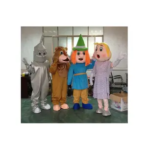 Costume della mascotte del personaggio dei cartoni animati dorata/spaventapasseri/l'uomo di latta/il Costume della mascotte del leone vile in vendita