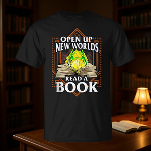 Camiseta promocional Open Up New Worlds Read A Book - Product Image 3