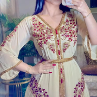 Robe de fête musulmane pour femmes, ensemble deux pièces, broderie diamant, abaya de luxe, caftan, robe élégante avec ceinture, abaya