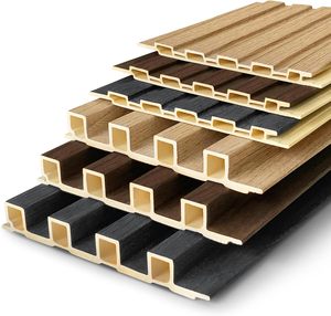 NUEVO Panel Decorativo <span class=keywords><strong>de</strong></span> Pared Interior Moderno <span class=keywords><strong>de</strong></span> WPC con Diseño Acanalado, Color Carbón <span class=keywords><strong>de</strong></span> Bambú, Instalación Rápida, Impermeable, Insonorizante, Gran Pared - Product Image 2