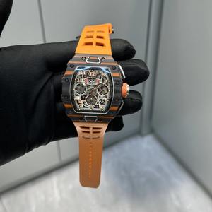 Fashion Luxury Design RM11-03 Carbon Fiber Orange Rubber Strap Sports Style Men's Flyback Chronograph Racing <b>Mechanical</b> <b>Watch</b> - Product Image 6