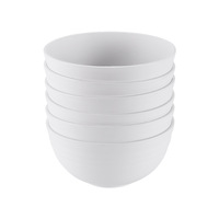 Ensemble de bols, assiettes et tasses en mélamine durable blanc et gris avec motif rayé peint à la main, design moderne minimaliste, forme circulaire, ensemble cadeau