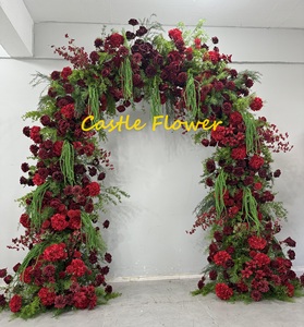 Arche de mariage en forme de U de haute qualité, verte, avec arrangement floral, toile de fond florale pour la décoration d'événements de mariage. - Product Image 3