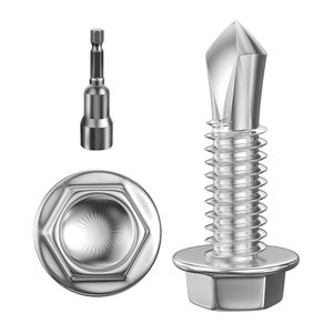 300 Piezas # Tornillos autorroscantes de cabeza hexagonal de acero inoxidable 410 de 8.3 x 4 pulgadas para chapa metálica - Product Image 2