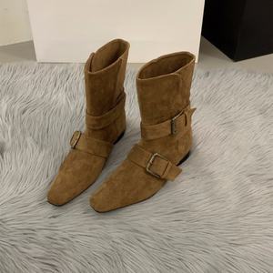 Botines de diseñador para mujer, de ante grueso, estilo Chelsea, para invierno 2025, nueva tendencia, botas góticas para caminar, calzado de moda para mujer. - Product Image 6