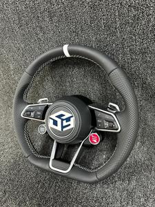 Volant sport en cuir <span class=keywords><strong>rouge</strong></span> sur mesure avec surpiqûres personnalisées pour <span class=keywords><strong>Audi</strong></span> B8 B9 <span class=keywords><strong>R8</strong></span> Q5 Q3 MK3 TTRS TTS MK2 S3 Accessoires de voiture - Product Image 5