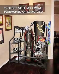 Chariot de présentation grande capacité avec roues verrouillables, idéal pour ranger balles de golf, clubs, gants et accessoires – Polyvalent pour magasin et garage - Product Image 5