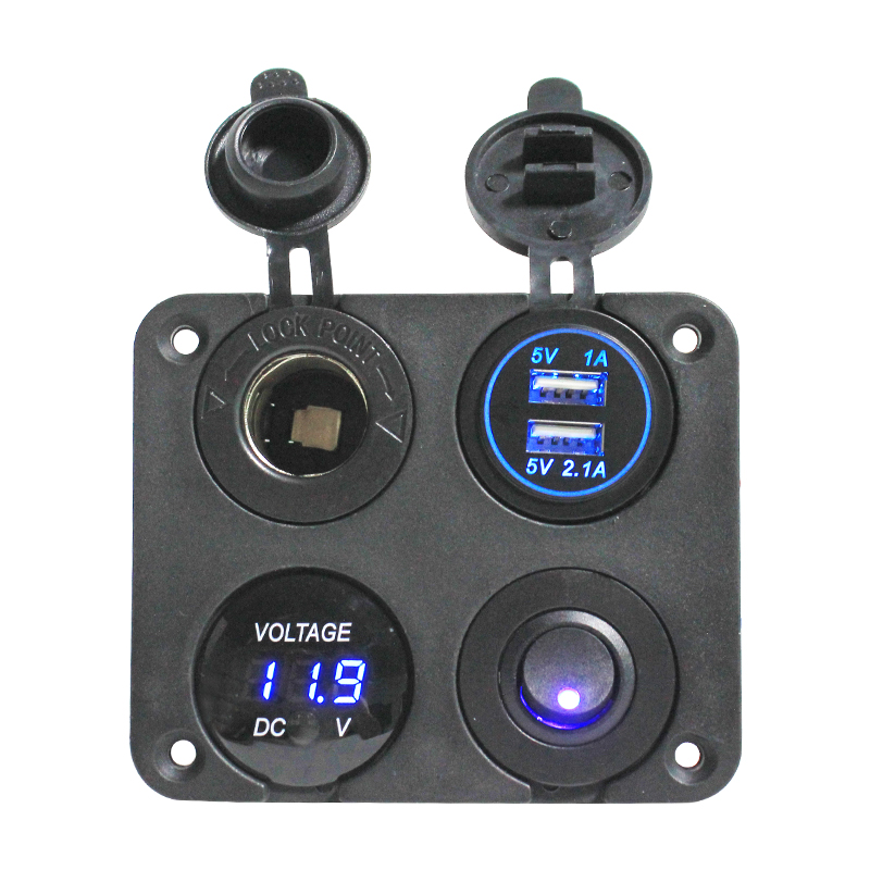 TYTXRVOEM Высокое качество автомобильная Лодка RV двойное USB зарядное устройство 1A & 2.1A + Вольтметр + 12 В розетка + переключатель ВКЛ-ВЫКЛ
