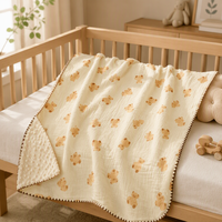 Couverture d'emmaillotage pour bébé en mousseline de coton, douce et respirante, motif ours, pour le sommeil des nourrissons