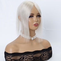 Topper Cheveux Humains Gris Blanc 8 Pouces 3x4 Mono, Cheveux Bruts de Qualité Abordables et Durables pour Femmes Blanches