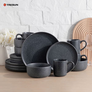 Service de vaisselle pour 4 personnes, 16 pièces, bols, tasses, couleur beige mat, porcelaine, céramique, grès, finition vernie. - Product Image 5